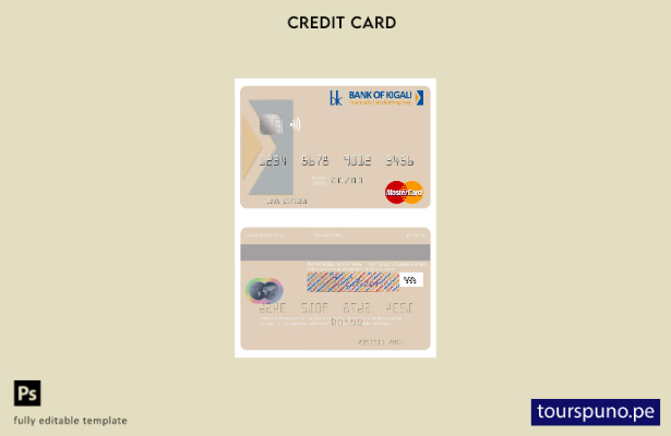 lista para imprimir la plantilla mastercard del Banco de Ruanda de Kigali